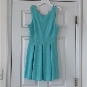 SORING TEAL FIT AND FLARE DRESS